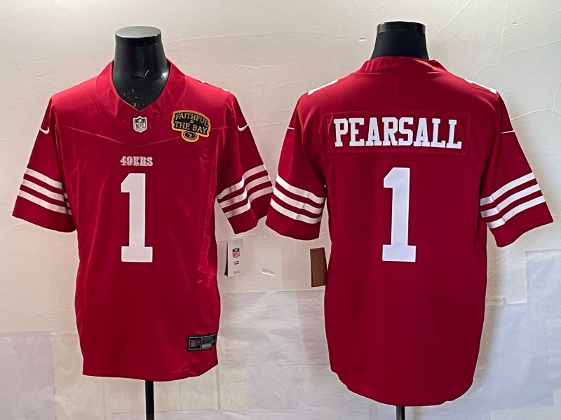 Men 2025 San Francisco 49ers #1 Pearsall red 3th generation Nike Limited NFL Jersey style  002